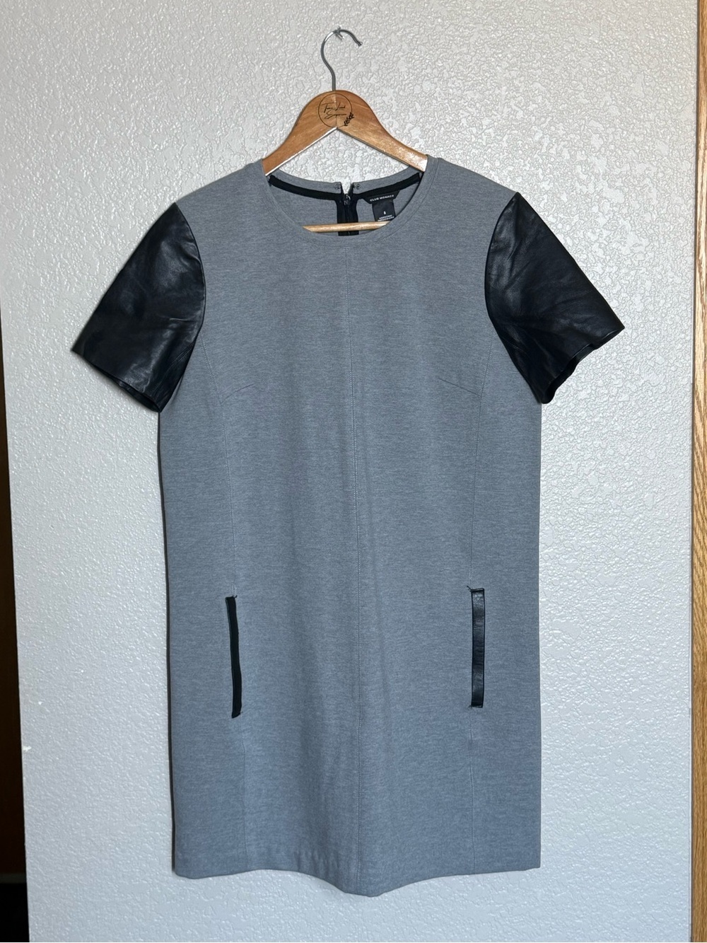 Club Monaco Cecilia Dress 8 Ponte Knit Leather